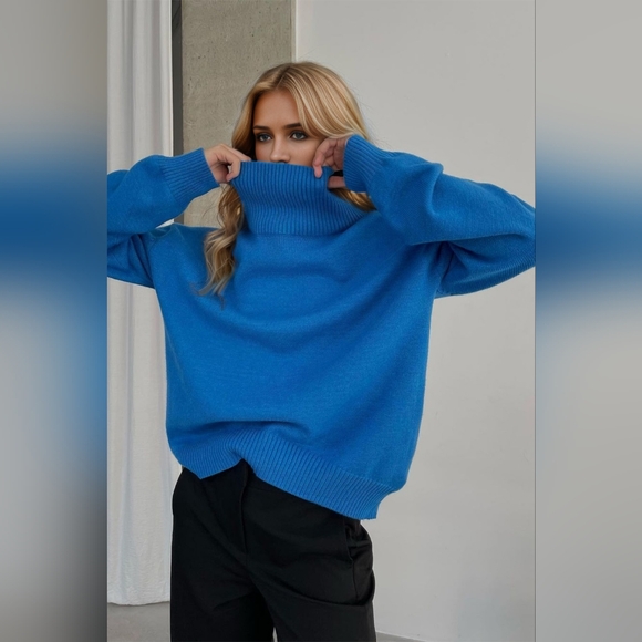 Basic Bae Turtleneck Dropped Shoulder Long Sleeve Sweater - Picture 2 of 6
